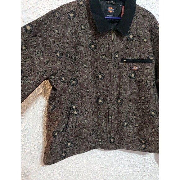 NWT DICKIES Ellis Floral Print Duck Brown Canvas Cropped Jacket Sz 2XL - Picture 6 of 16
